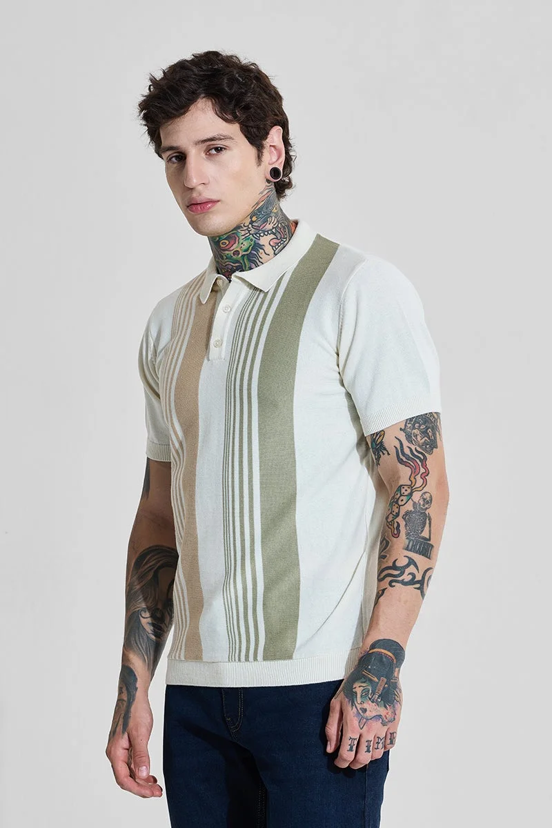 سنيتش تيشيرت أوف وايت مخطط بقصة ضيقة